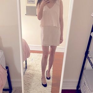 Forever 21 Pale Pink Tiered Sleeveless V neck Minidress, size S